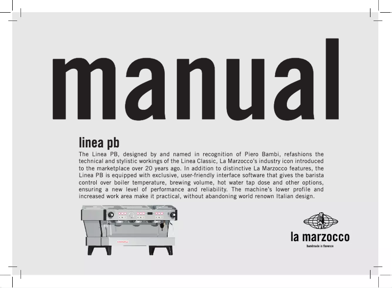 Page n°1 - Manuel utilisateur La Marzocco Linea PB