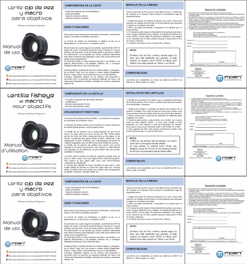 Page n°1 - Manuel utilisateur Imperii Electronics ES.00.0029.00