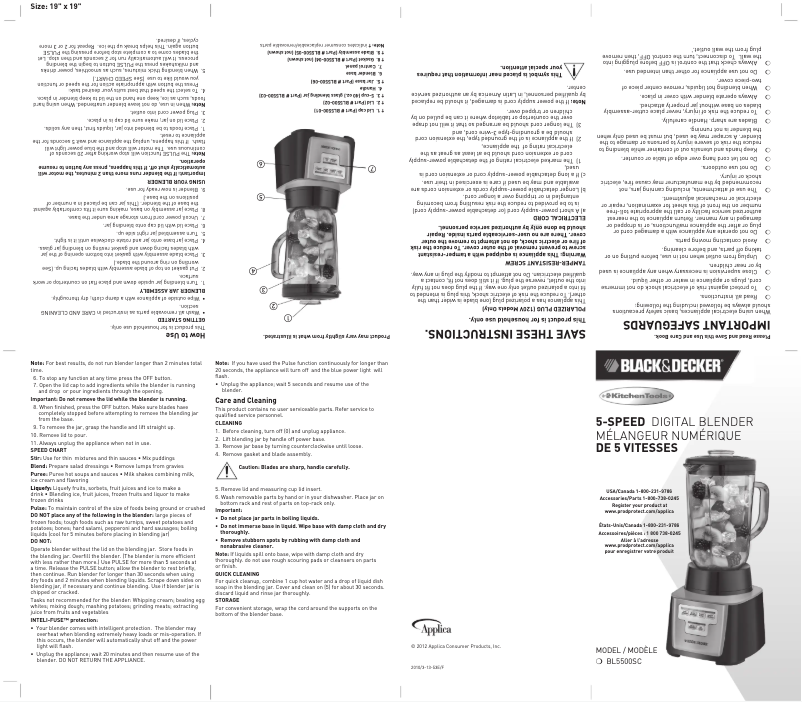 Page 1 de la notice Manuel utilisateur Black & Decker BL5500SC