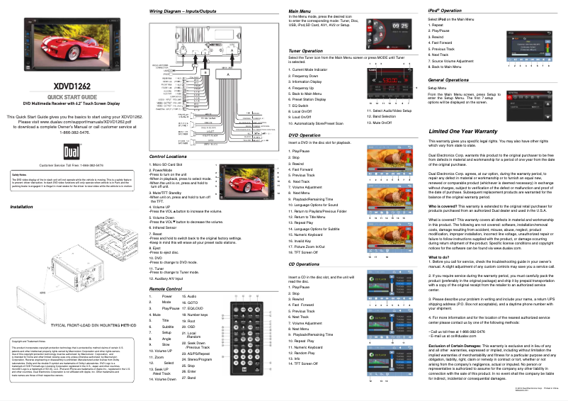 Página 1 del manual Manual de usuario Dual XDVD1262