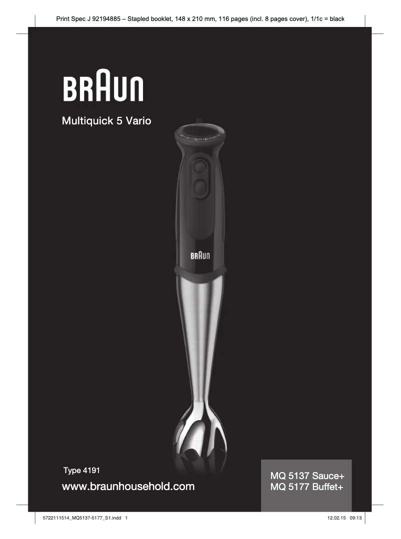 Página 1 del manual Manual de usuario Braun Multiquick 5 Vario MQ 5137 Sauce+