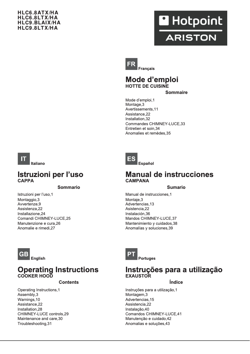 Page 1 de la notice Manuel utilisateur Hotpoint Ariston HLC 9.B LAI X/HA