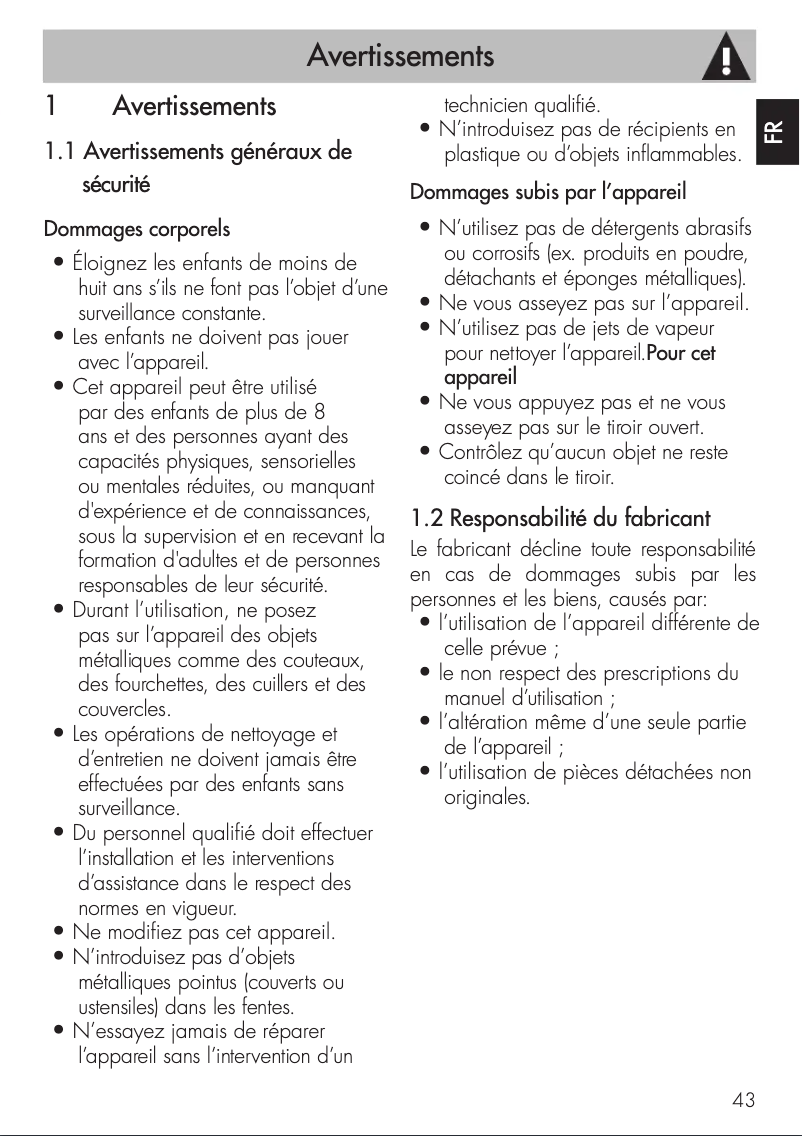 Page 1 de la notice Fiche technique Smeg CPS315X
