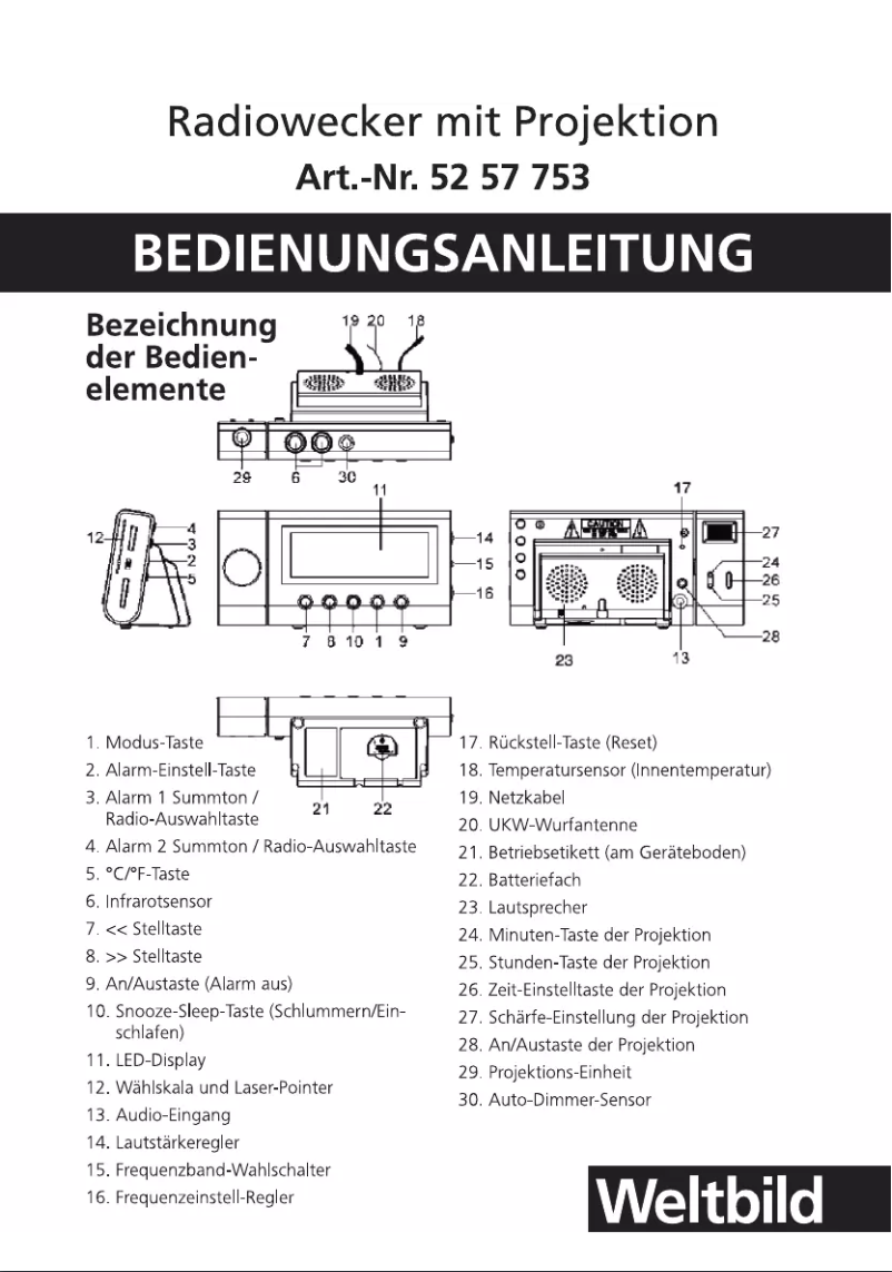 Page 1 de la notice Manuel utilisateur Weltbild 52 57 753