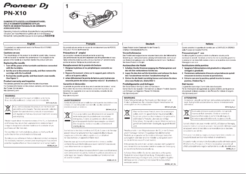 Page n°1 - Manuel utilisateur Pioneer PN-X10