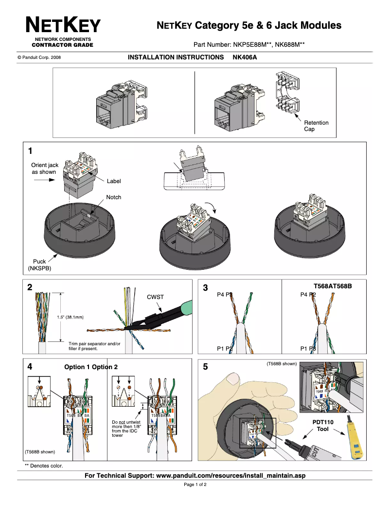 Page n°1 - Manuel utilisateur Panduit NK688MGR