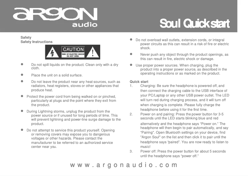 Page n°1 - Manuel utilisateur Argon Soul