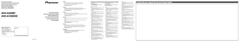 Page 1 de la notice Guide de démarrage rapide Pioneer AVH-A100DVD