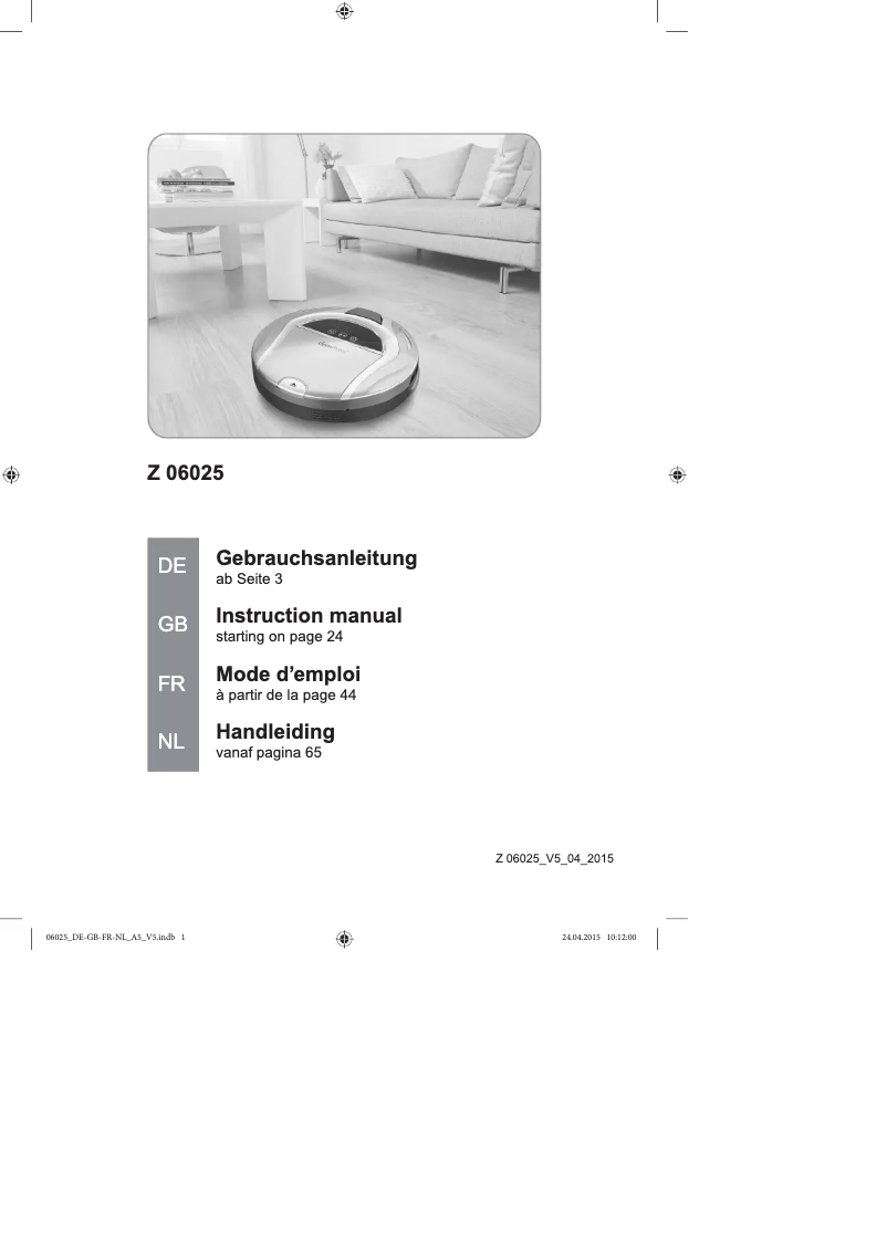 Page 1 de la notice Manuel utilisateur Cleanmaxx Z 06025