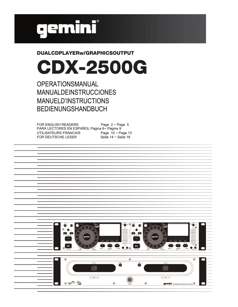 Imagen de la primera página del manual del dispositivo CDX-2500G