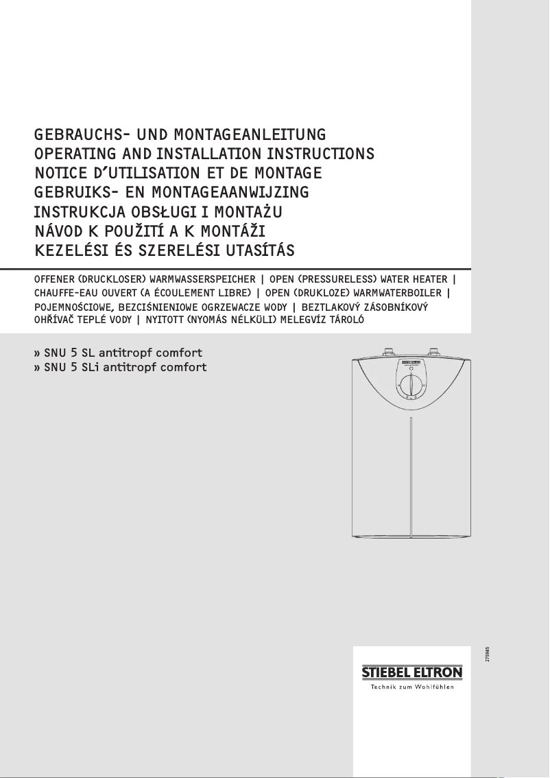 Page n°1 - Manuel utilisateur Stiebel Eltron SNU 5 SLi