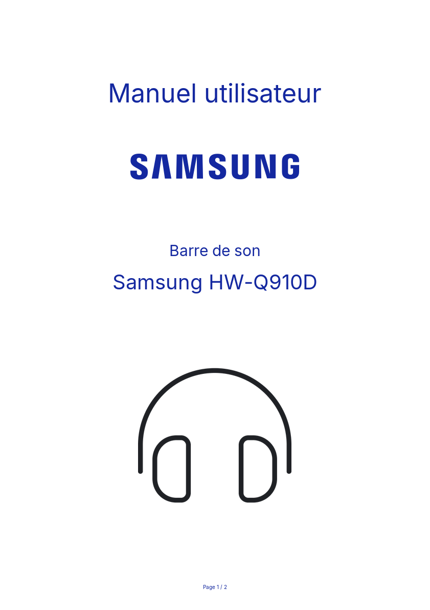 Page n°1 - Manuel utilisateur Samsung HW-Q910D