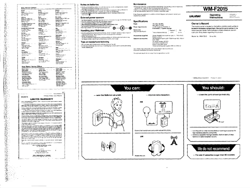 Página 1 del manual Manual de usuario Sony Walkman WM-F2015
