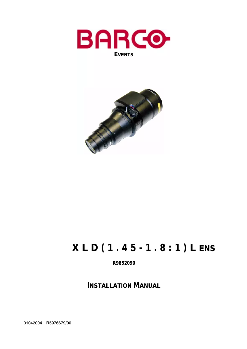 Page n°1 - Manuel utilisateur Barco R9852090