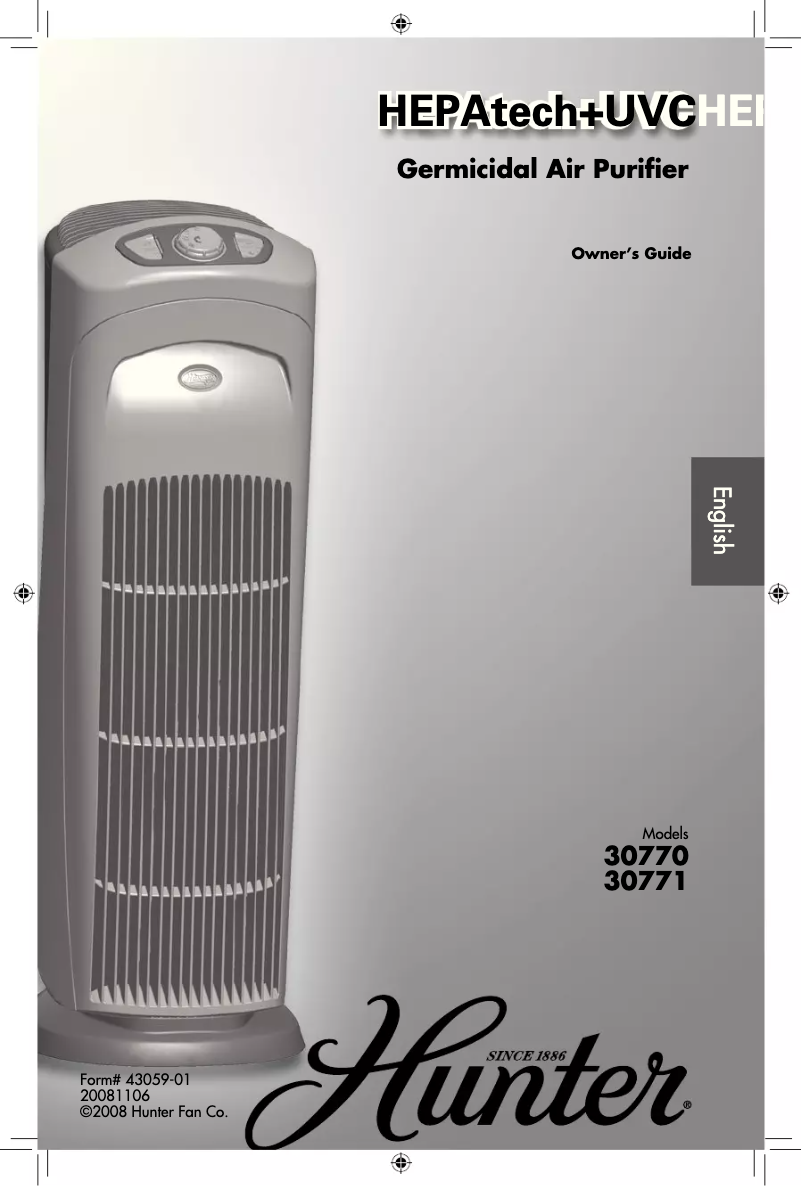 Page 1 de la notice Manuel utilisateur Hunter HEPAtech 30771