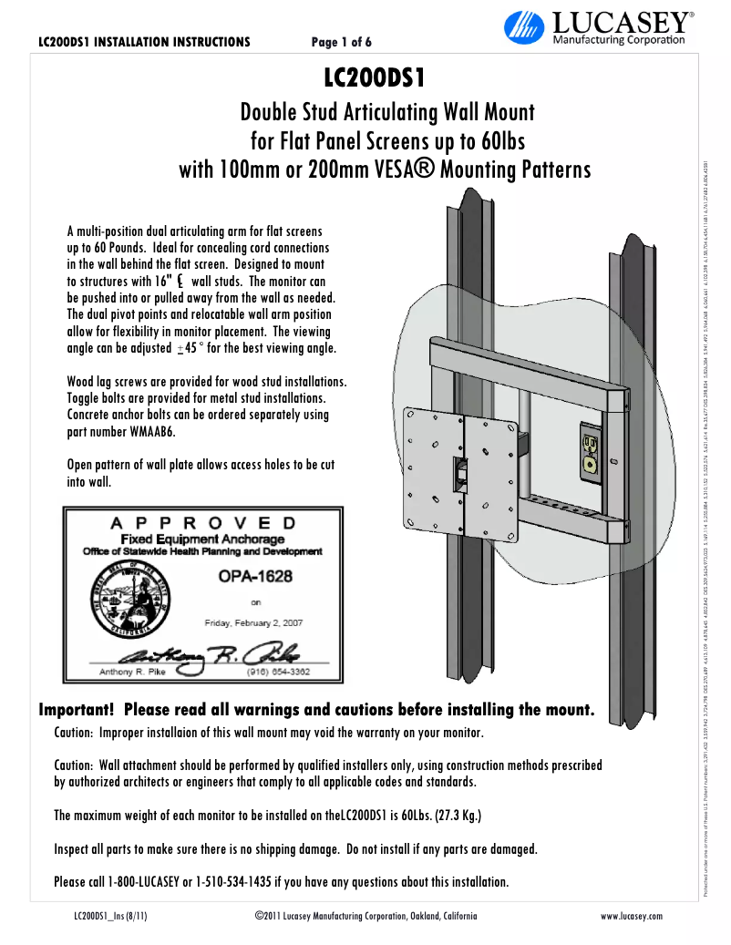 Page n°1 - Manuel utilisateur Lucasey LC200DS1