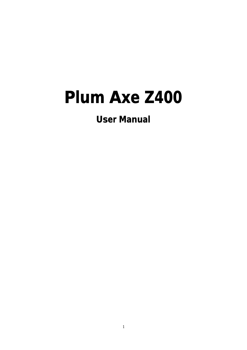 Page n°1 - Manuel utilisateur Plum Z400