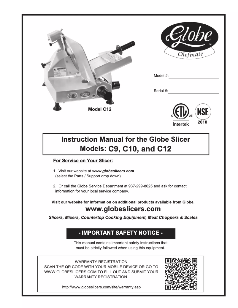 Page 1 de la notice Manuel utilisateur Globe C9