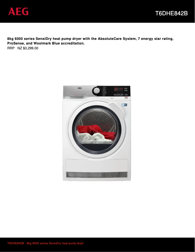 Imagen de la primera página del manual del dispositivo T6DHE842B