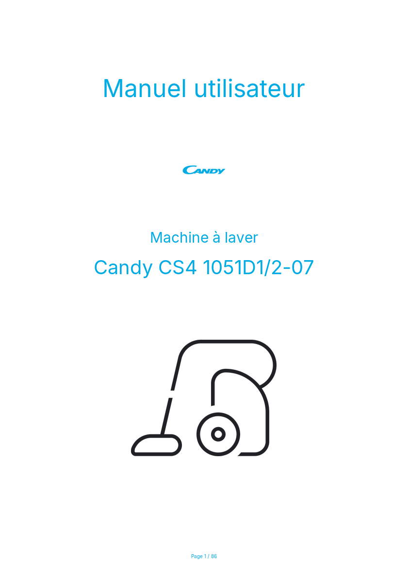 Page n°1 - Manuel utilisateur Candy CS4 1051D1/2-07