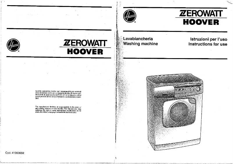 Page 1 de la notice Manuel utilisateur Zerowatt-Hoover SHM 959 E S