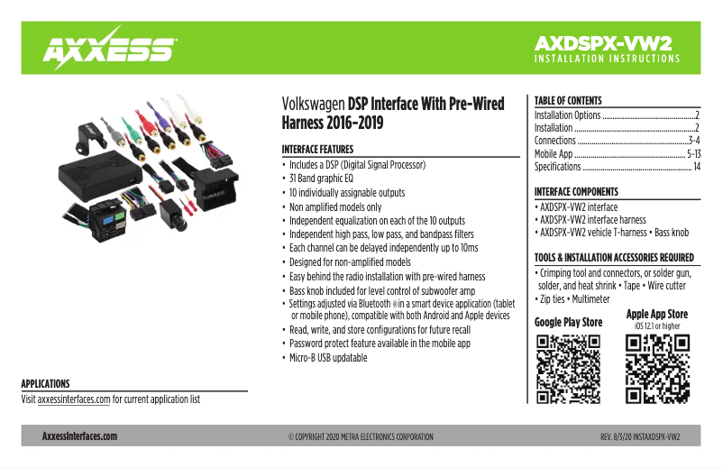 Page 1 de la notice Manuel utilisateur AXESS AXDSPX-VW2
