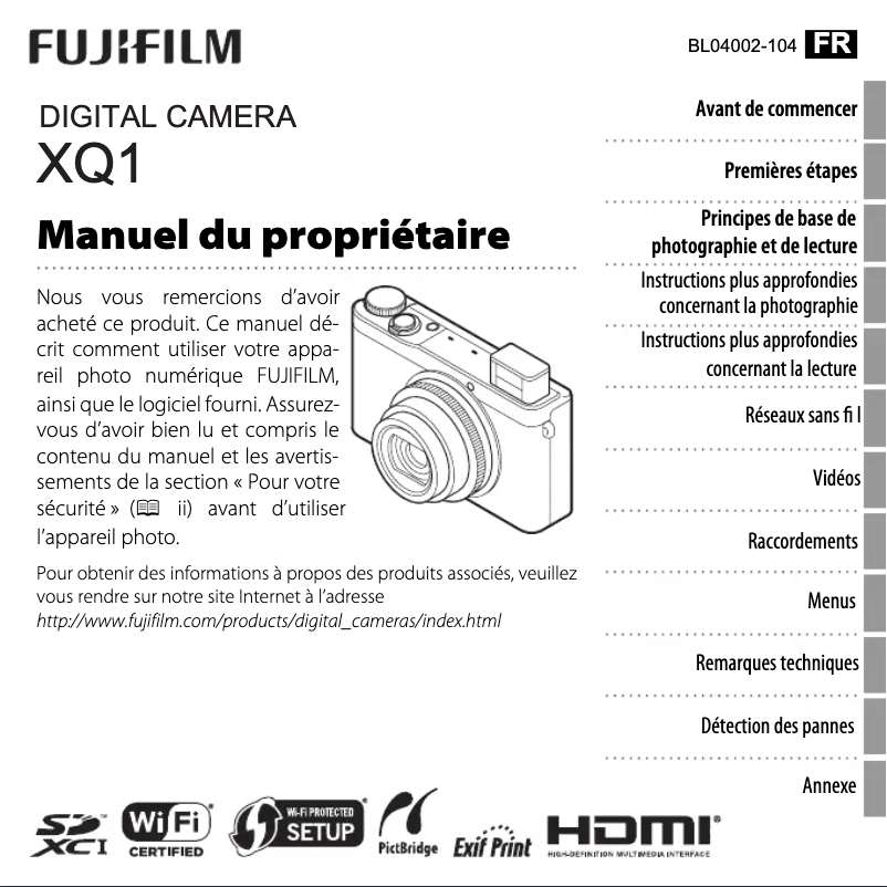 Image de la première page du manuel de l'appareil XQ1