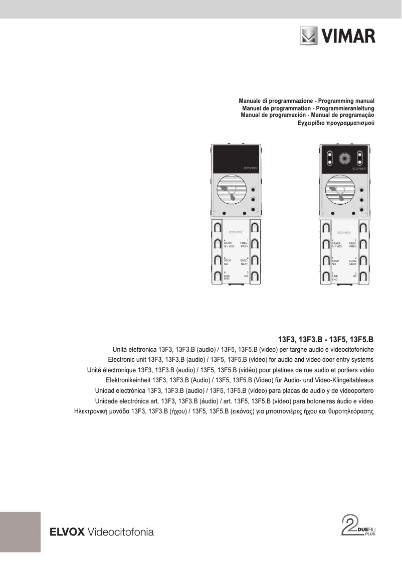 Page n°1 - Manuel utilisateur Vimar ELVOX 13T3