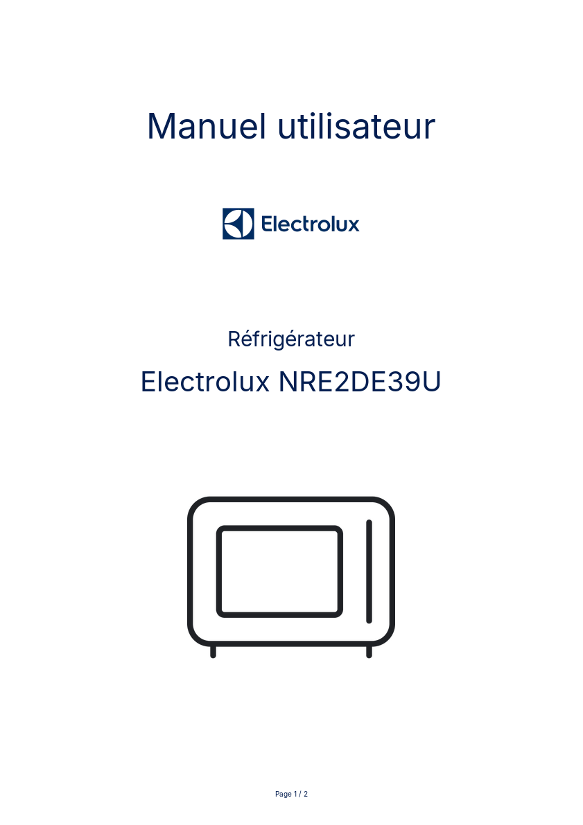 Page n°1 - Manuel utilisateur Electrolux NRE2DE39U