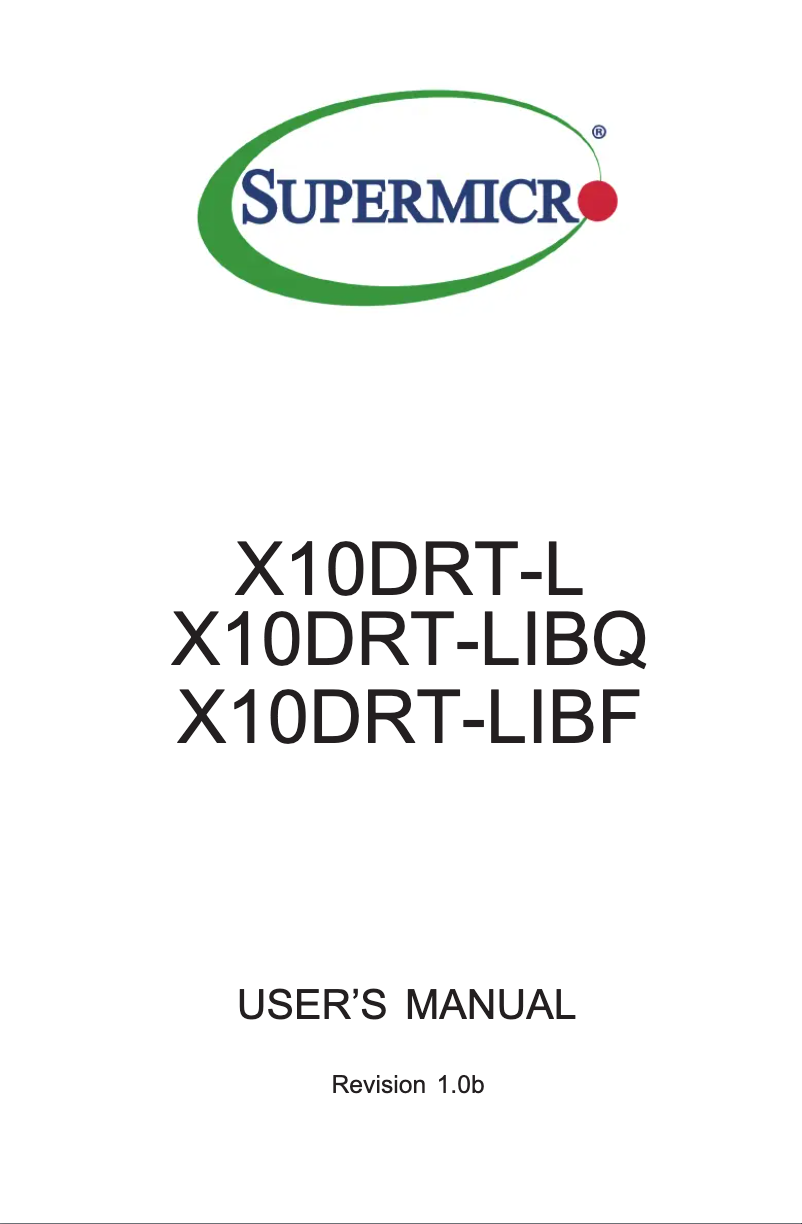 Page 1 de la notice Manuel utilisateur Supermicro X10DRT-LIBF