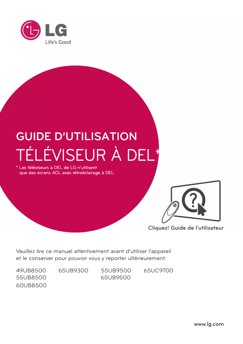 Image de la première page du manuel de l'appareil 55UB8500