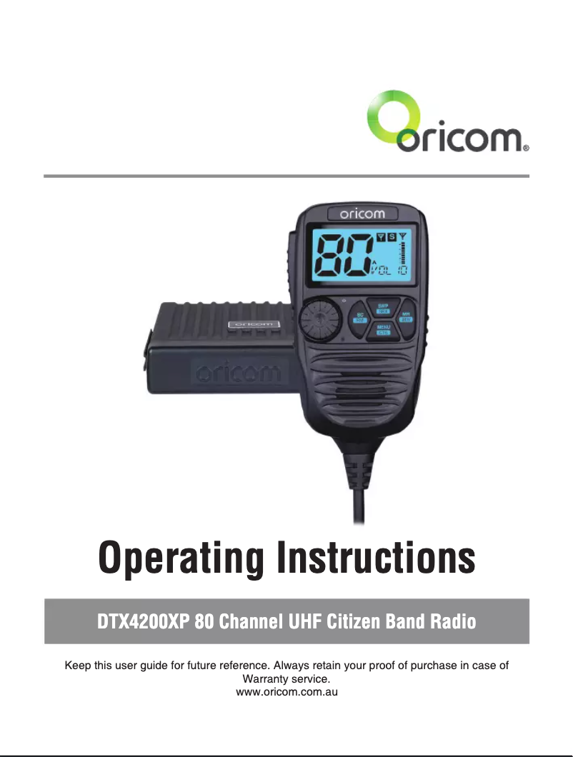 Page 1 de la notice Manuel utilisateur Oricom DTX4200XP