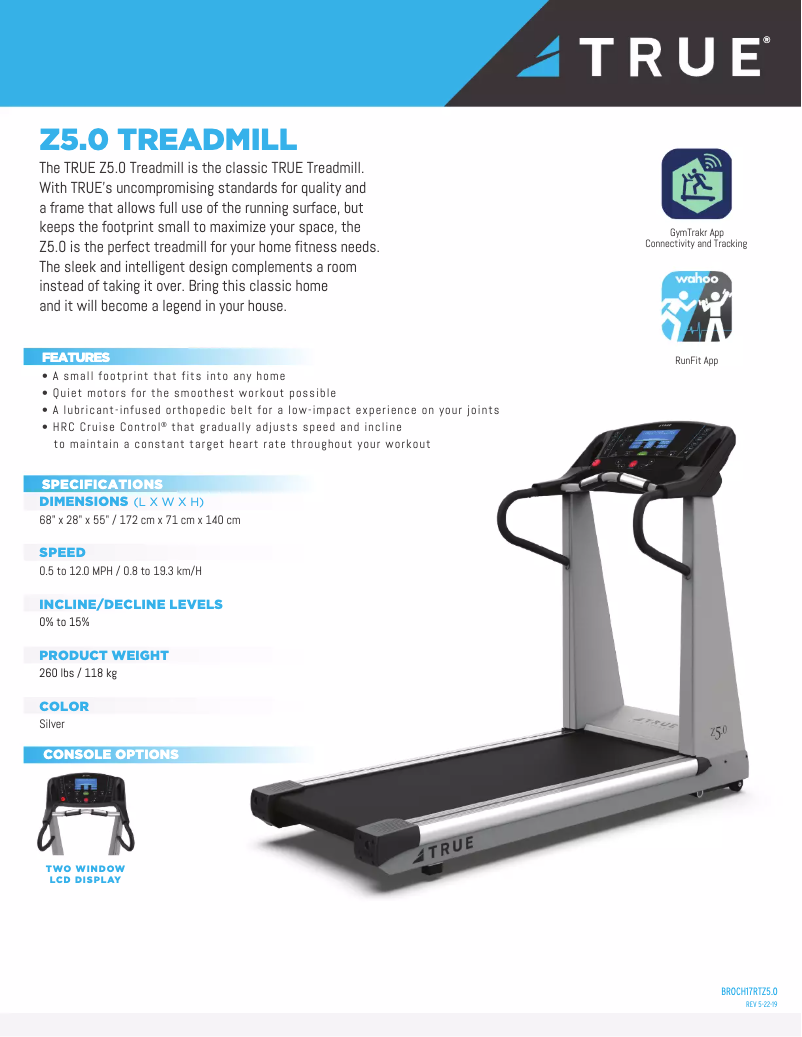 Page 1 de la notice Fiche technique True Z5.0