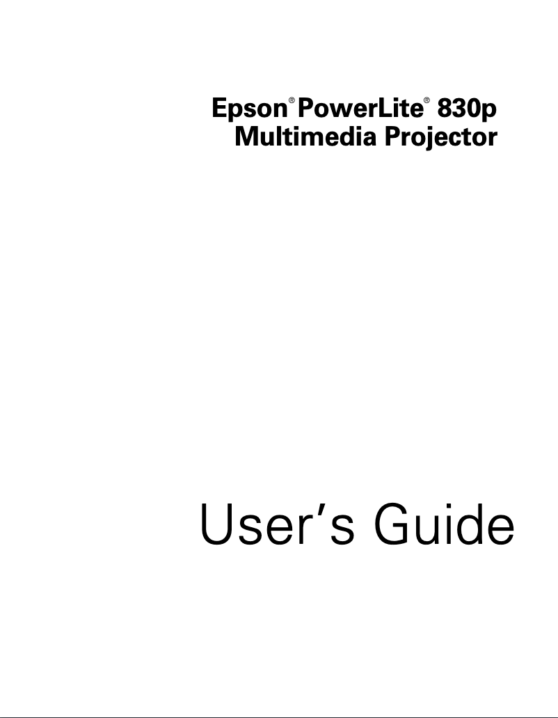 Page 1 de la notice Manuel utilisateur Epson PowerLite 830p