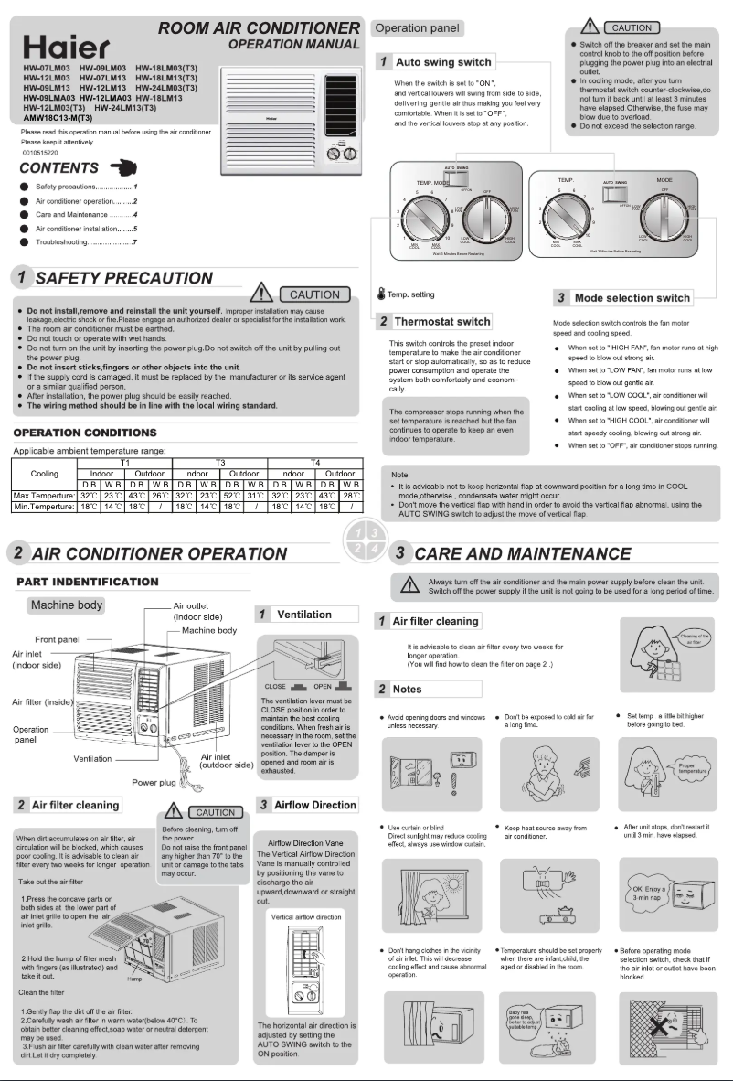Page 1 de la notice Manuel utilisateur Haier HW-12LM13