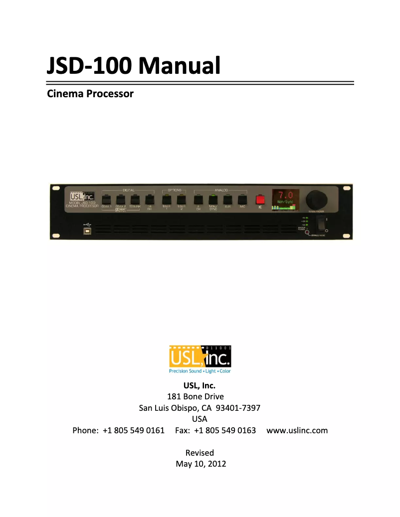 Page 1 de la notice Manuel utilisateur QSC USL JSD-100