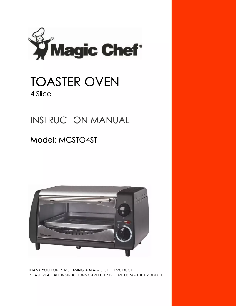 Page 1 de la notice Manuel utilisateur Magic Chef MCSTO4ST
