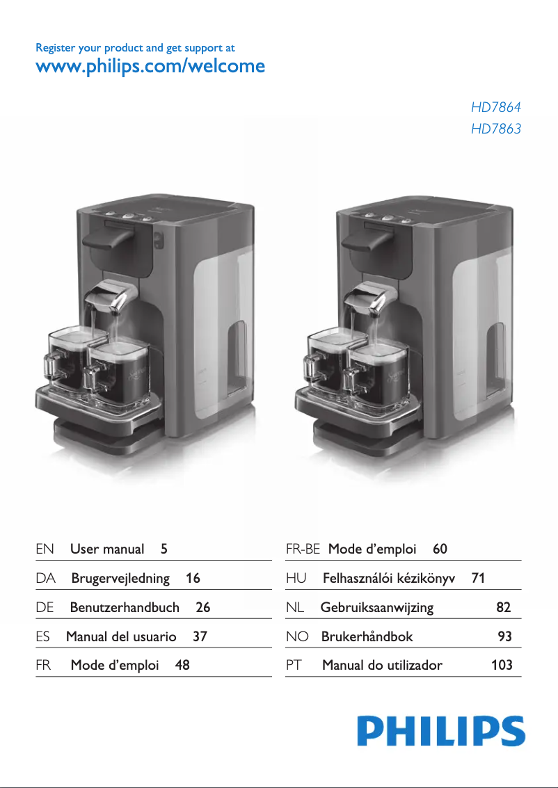 Page n°1 - Manuel utilisateur Philips Senseo Quadrante HD7864