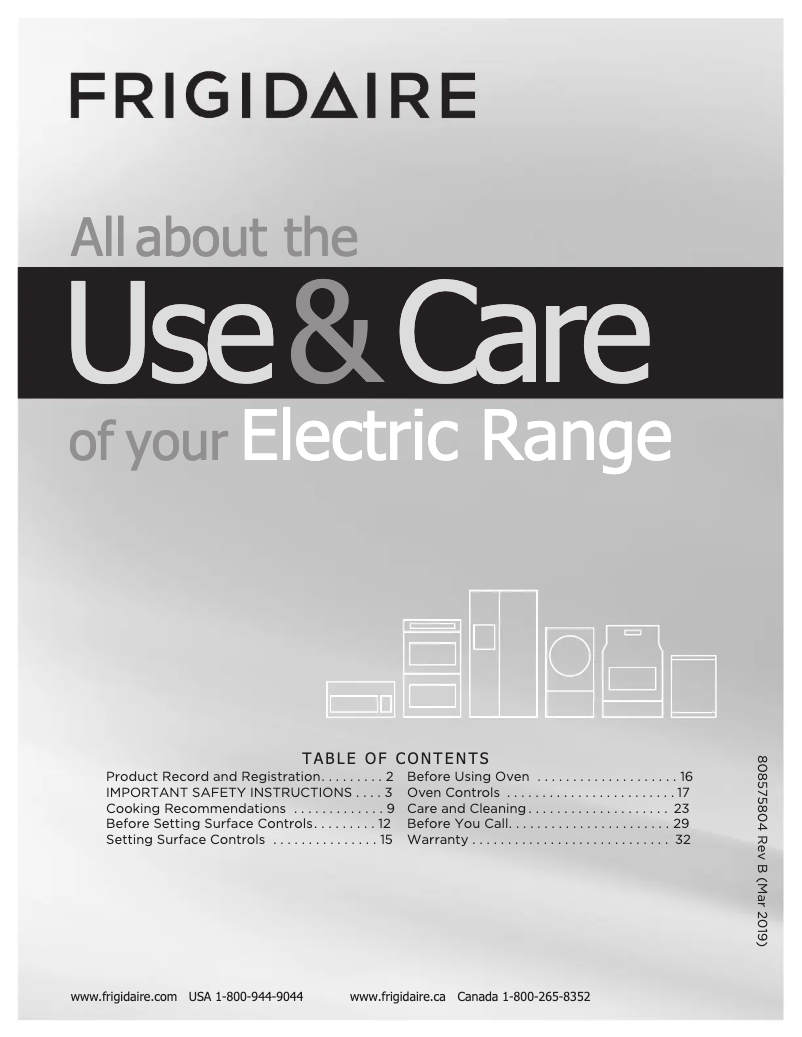 Page n°1 - Manuel utilisateur Frigidaire FFEH2422US