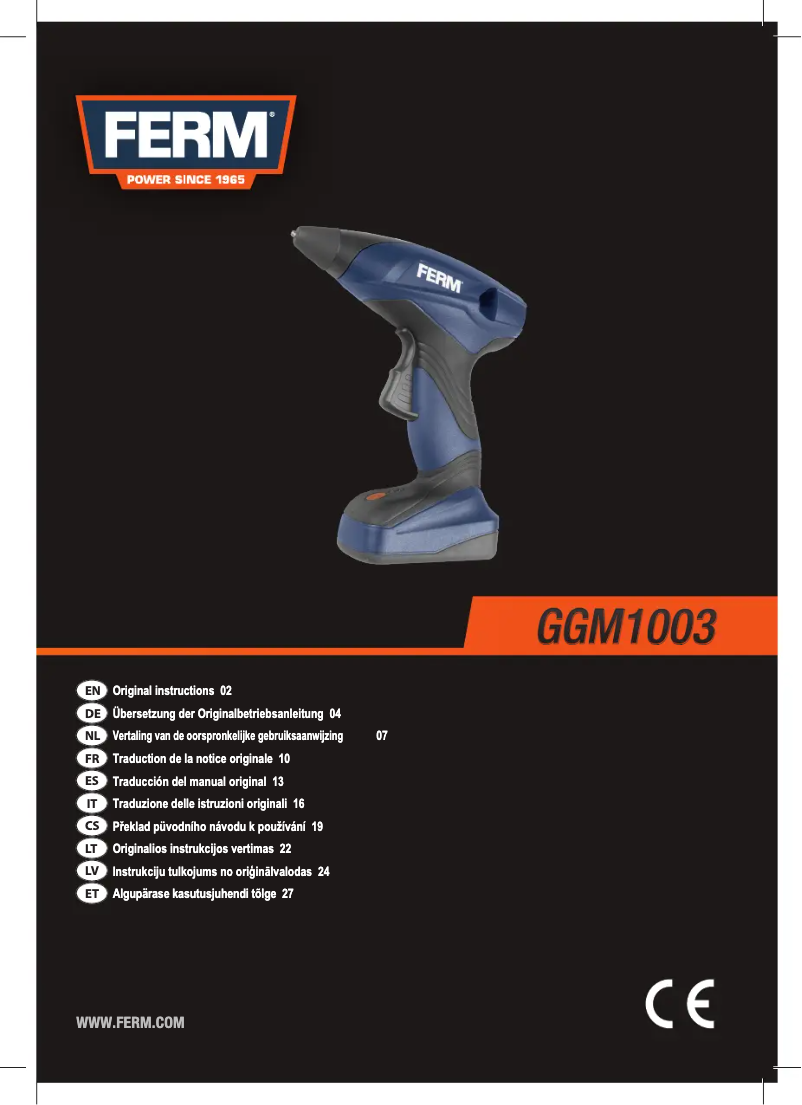Page 1 de la notice Manuel utilisateur Ferm GGM1003