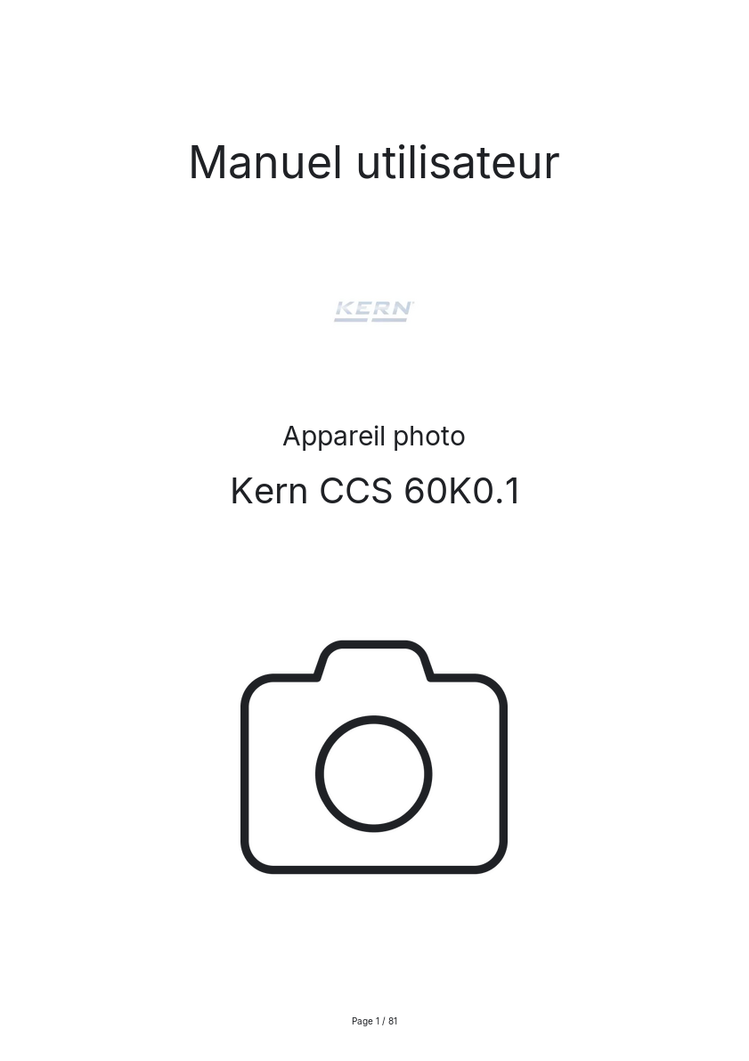 Page n°1 - Manuel utilisateur Kern CCS 60K0.1