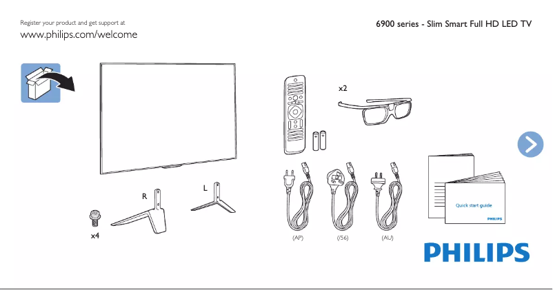 Page 1 of the manual Quick Start Guide Philips 65PFT6909S