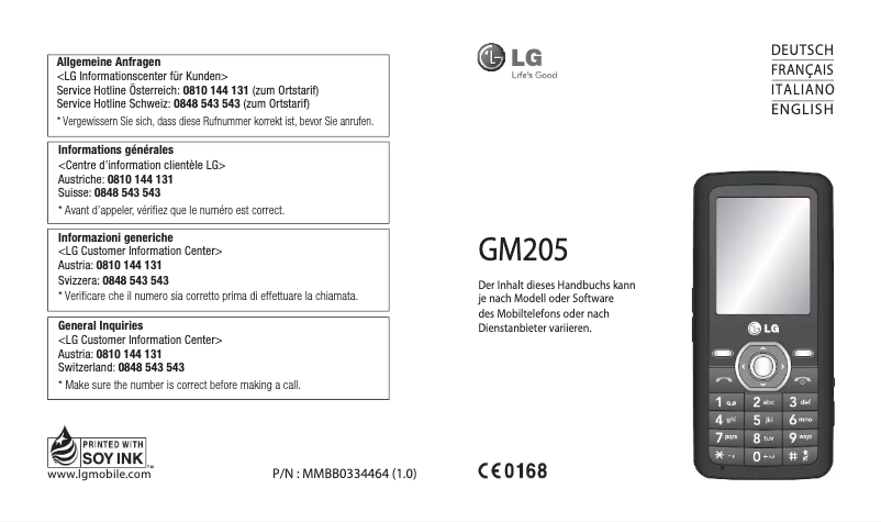 Page 1 de la notice Manuel utilisateur LG GM205