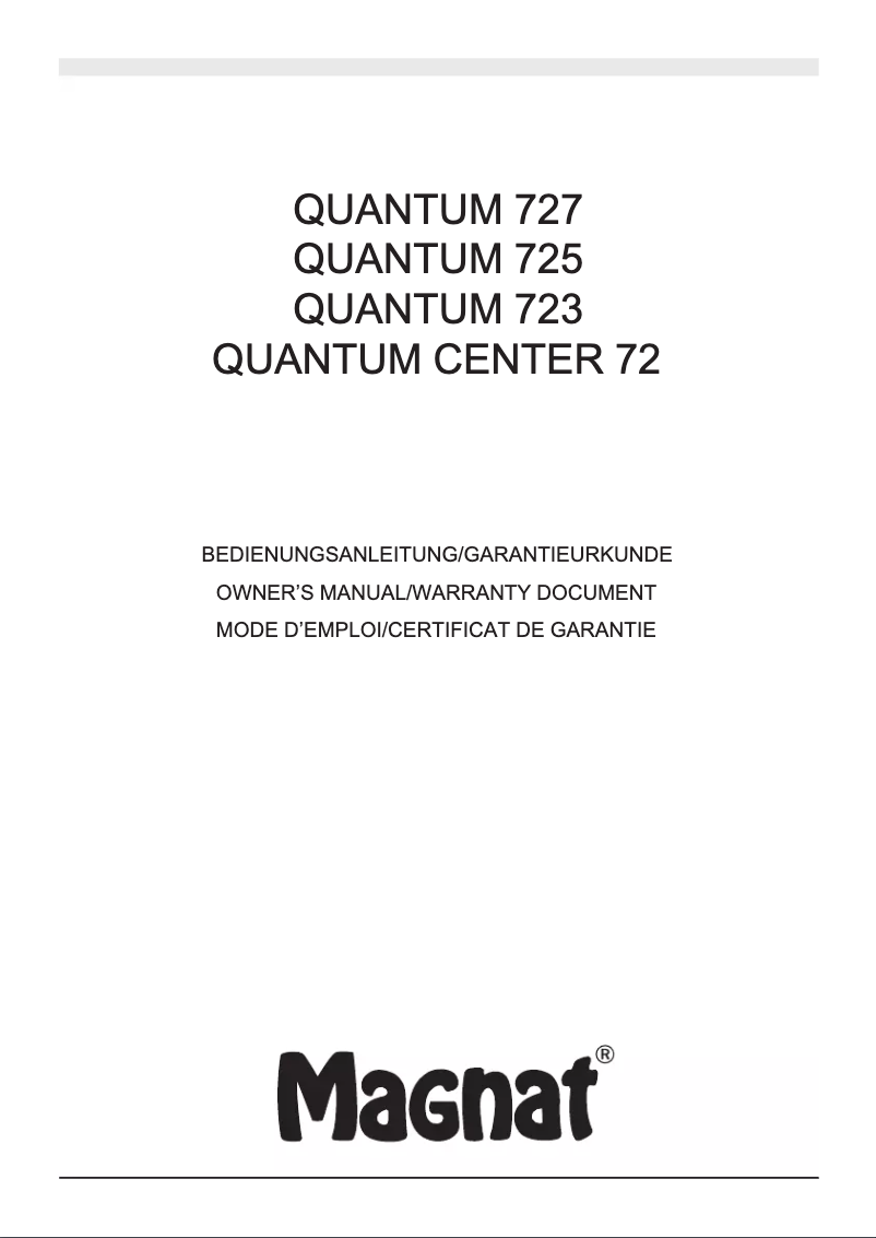 Page n°1 - Manuel utilisateur Magnat Quantum Center 72