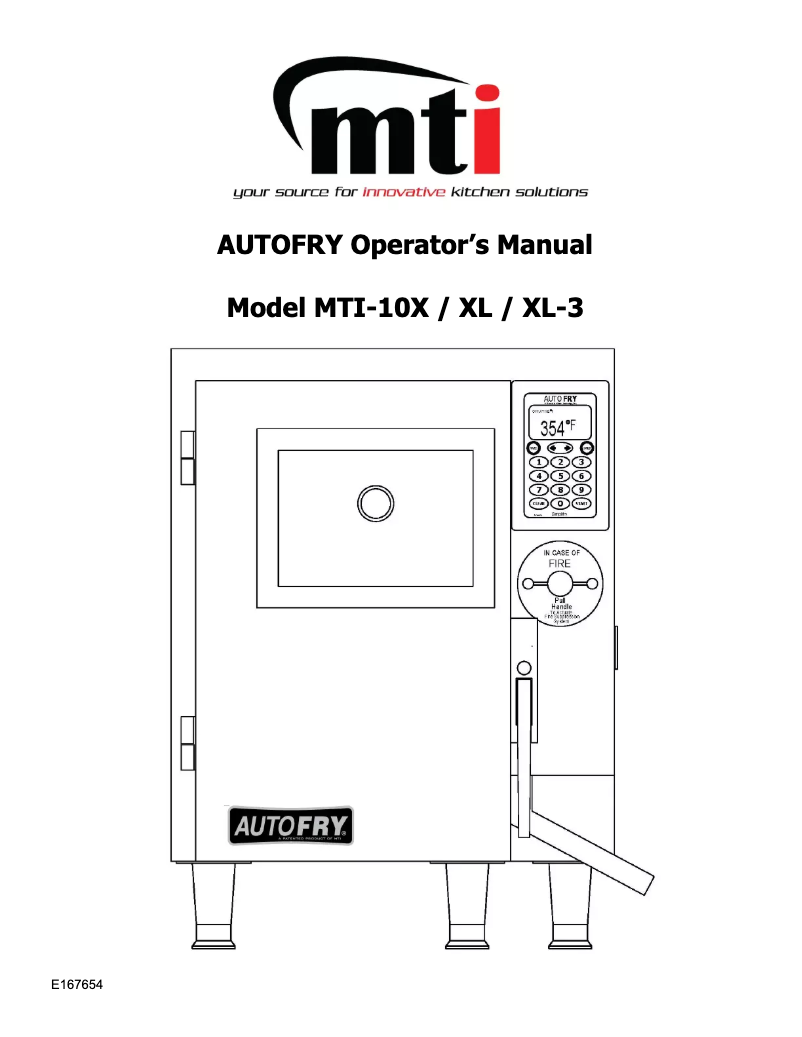 Page n°1 - Manuel utilisateur AutoFry MTI-10XL-3