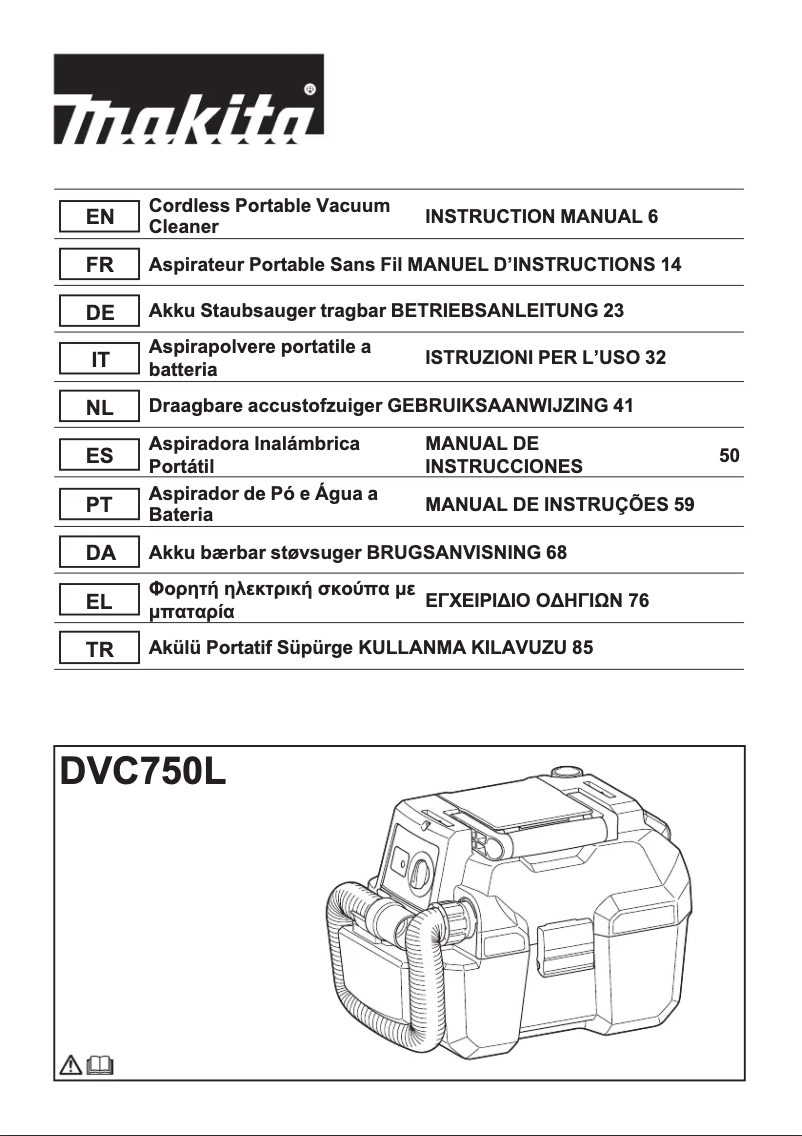 Page 1 de la notice Manuel utilisateur Makita DVC750LZ