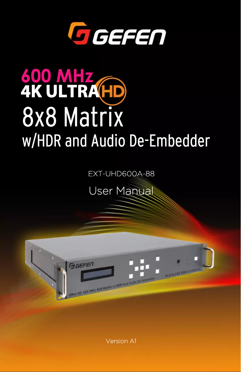 Page 1 de la notice Manuel utilisateur Gefen EXT-UHD600A-88