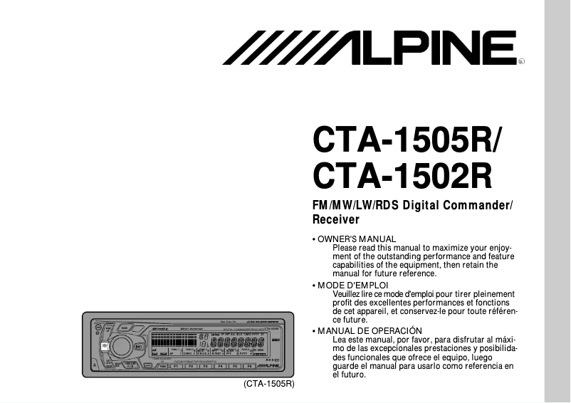 Page 1 de la notice Manuel utilisateur Alpine CTA-1502R