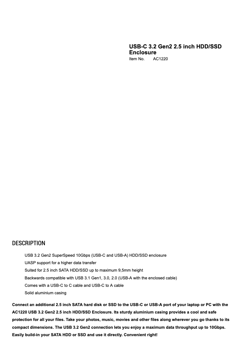Page n°1 - Manuel utilisateur ACT AC1220