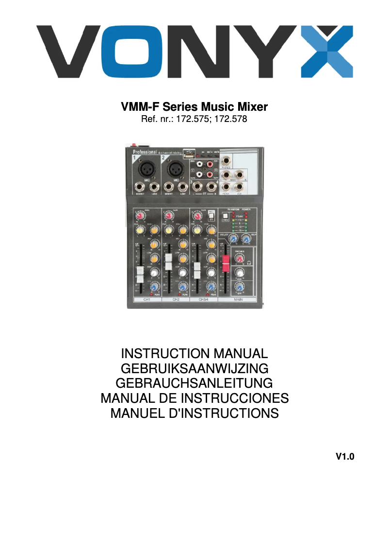 Page 1 de la notice Manuel utilisateur Vonyx VMM-F701